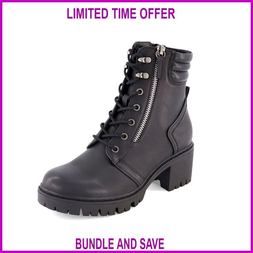 Lace Up Boots with Memory Foam, Vegan Nubuck Leather, Side Zipper
